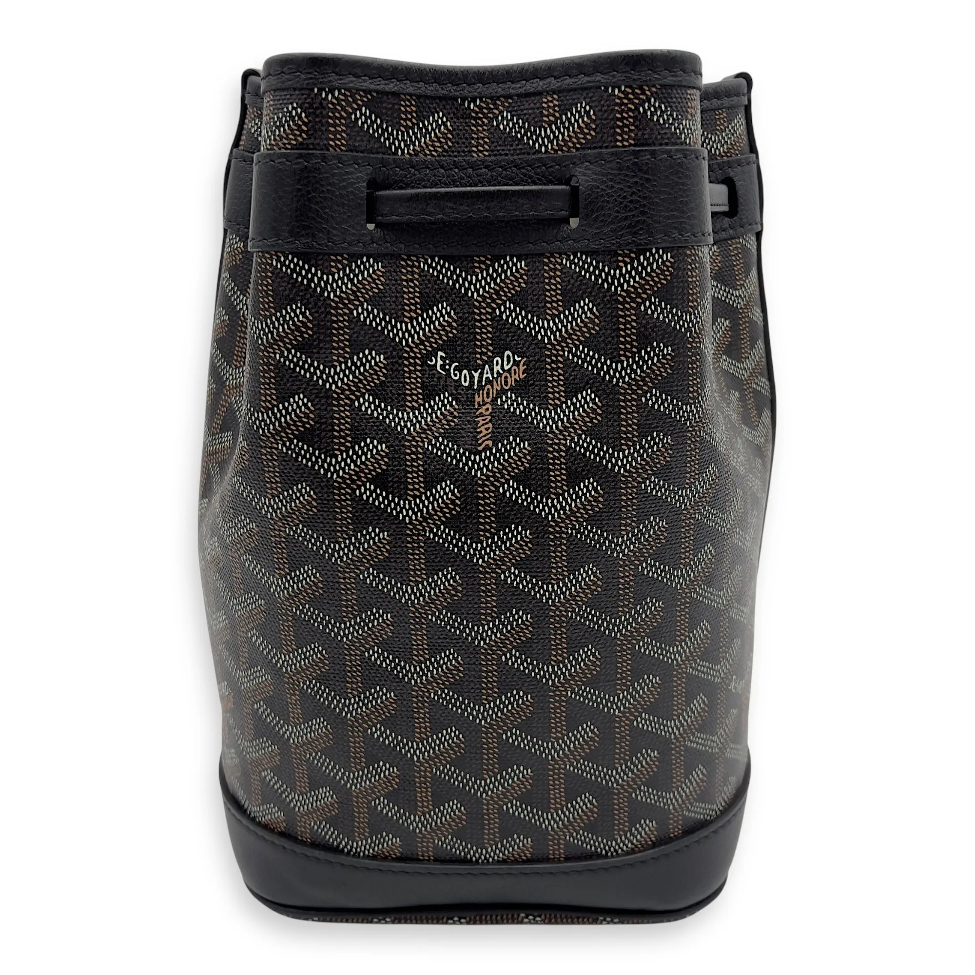 Flot Petite Black Bucket Bag in Coated Canvas, Silver hardware