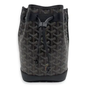Flot Petite Black Bucket Bag in Coated Canvas, Silver hardware