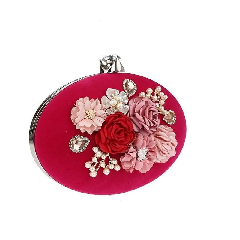 Flower Evening Bags Pearl Diamonds Clutches