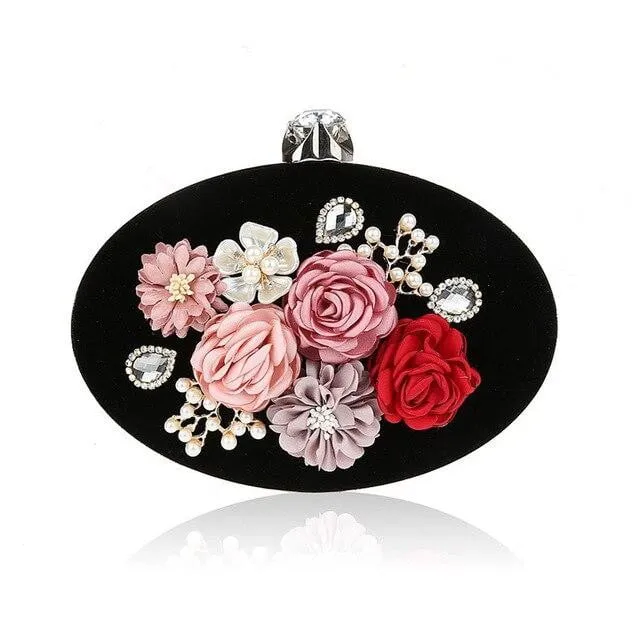Flower Evening Bags Pearl Diamonds Clutches