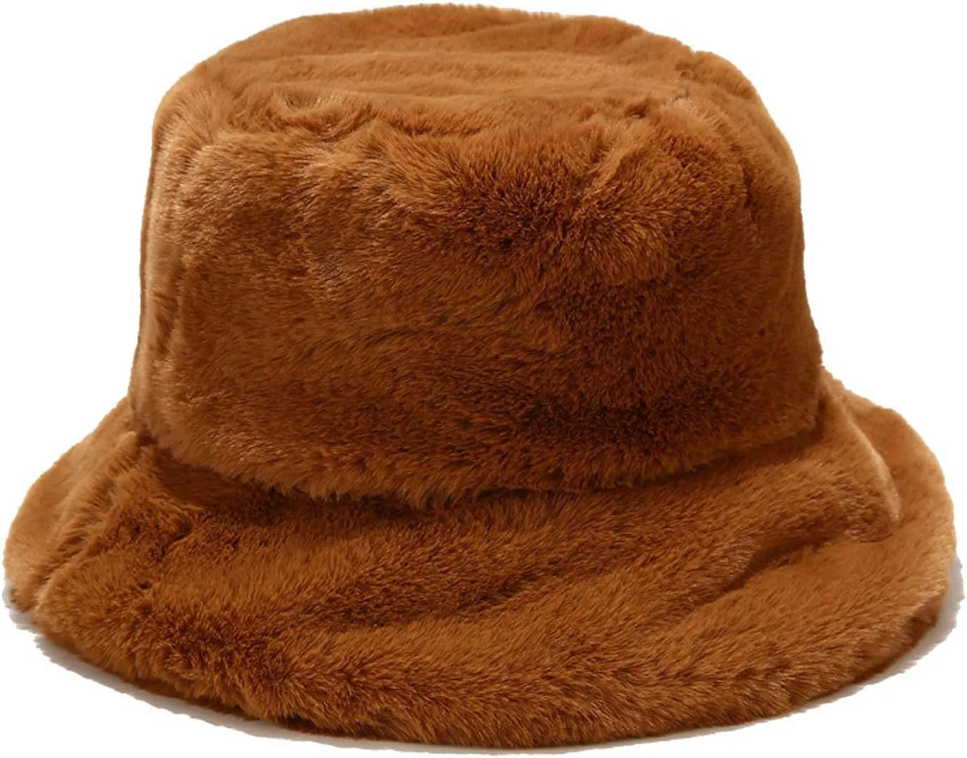 Fluffy Faux Fur Bucket Hat Winter Warm Hat for Women Men