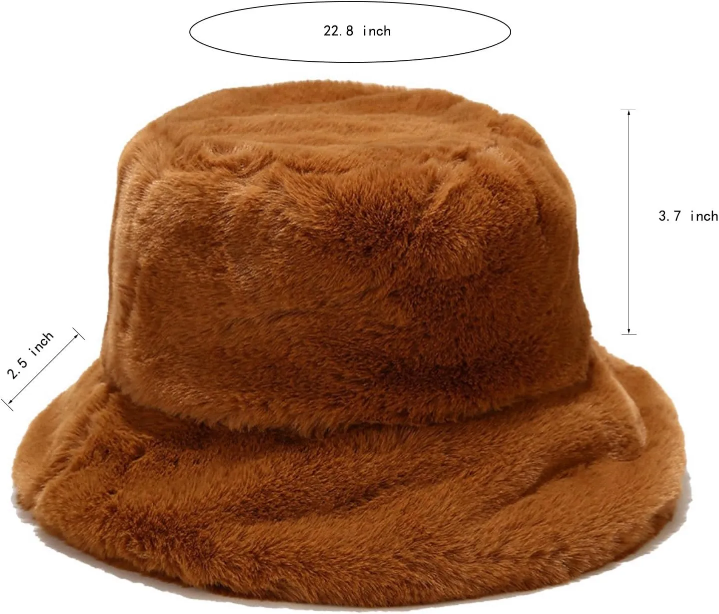 Fluffy Faux Fur Bucket Hat Winter Warm Hat for Women Men