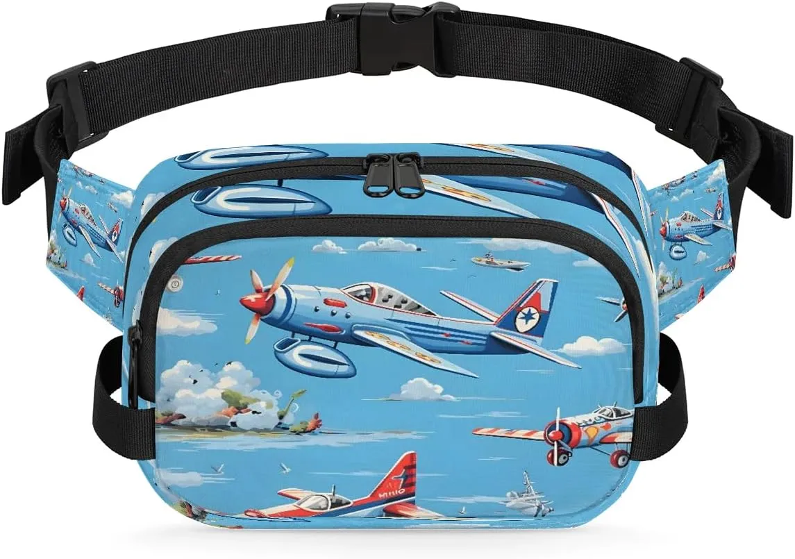 Flying Aircraft Fanny Pack for Men Women Waist Bag Crossbody Hip Bum Bag Belt Bag for Running Hiking Travel Sports