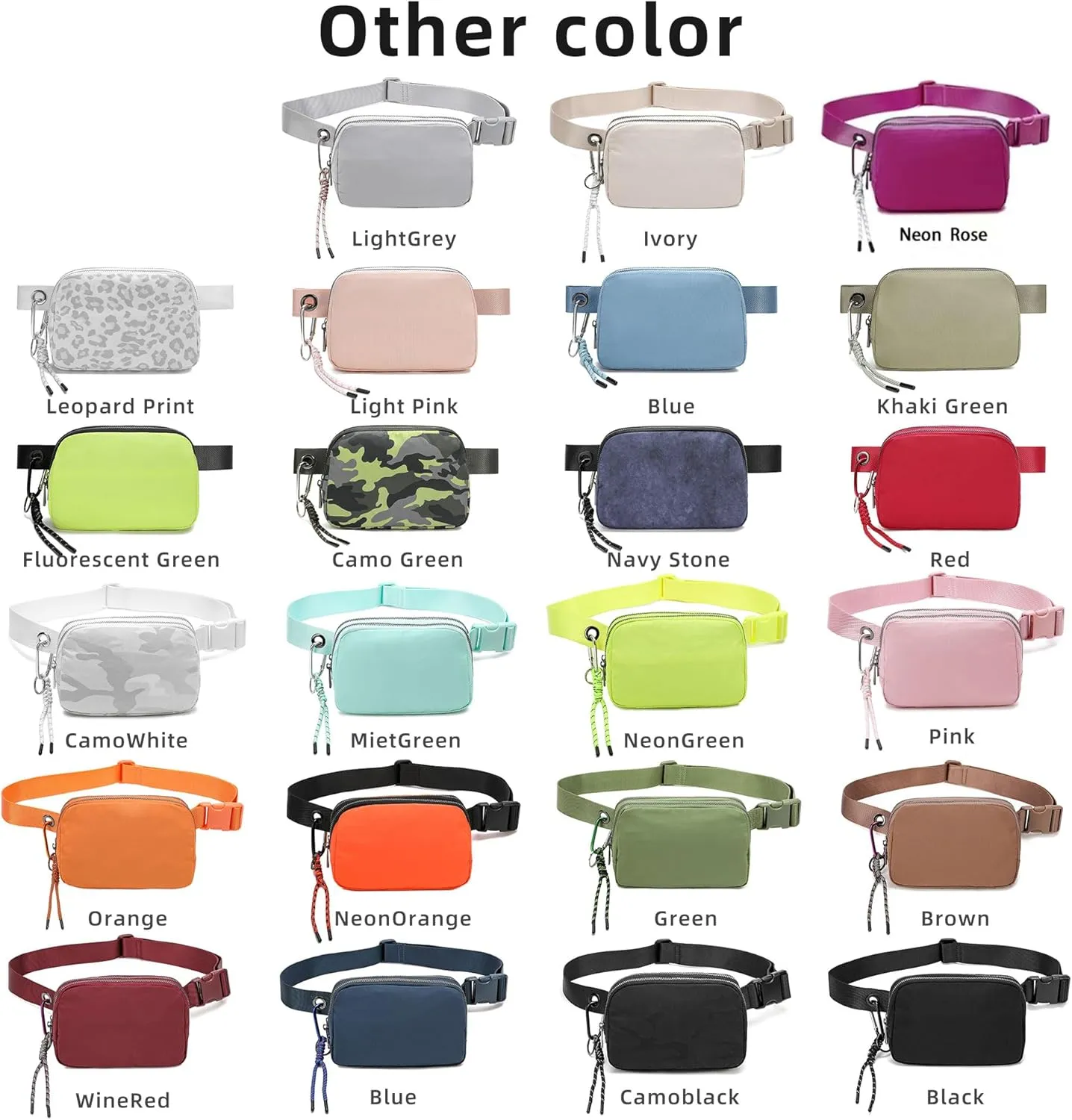 FODOKO Fanny Packs for Women Men, Fashionable Belt Bag Waist Pack for Women with Adjustable Strap, Bum Bag for Running Hiking Travel Workout (NeonGreen)