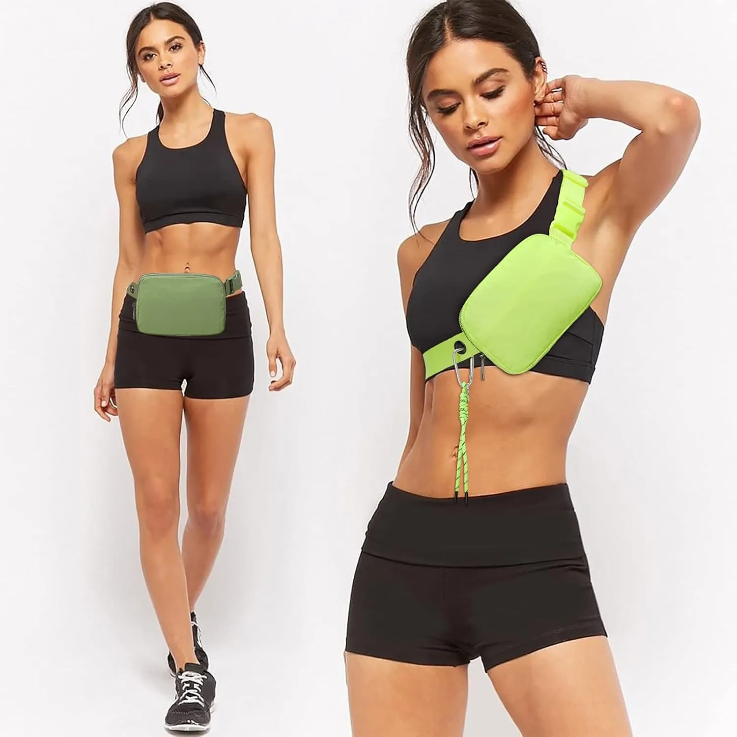 FODOKO Fanny Packs for Women Men, Fashionable Belt Bag Waist Pack for Women with Adjustable Strap, Bum Bag for Running Hiking Travel Workout (NeonGreen)