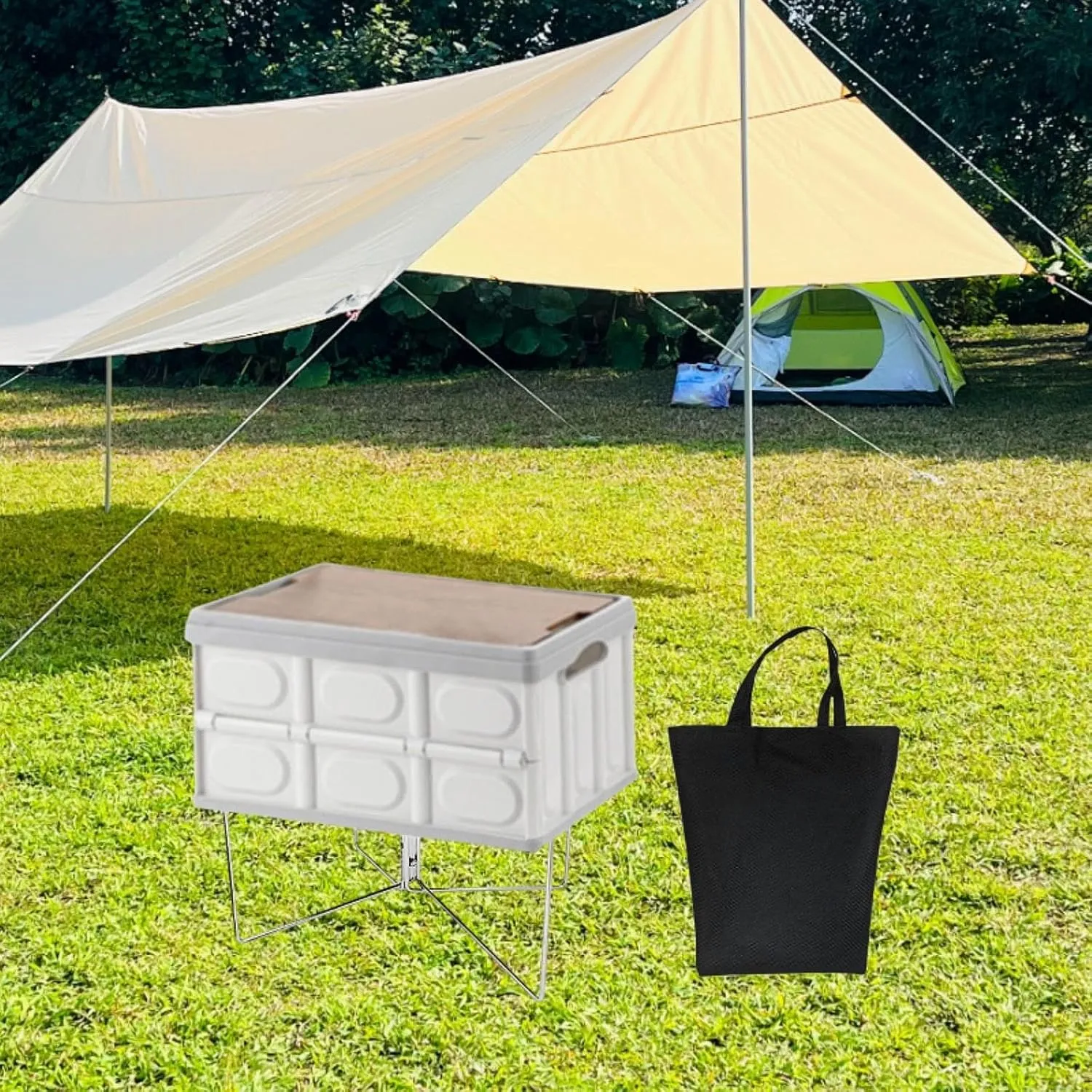 Foldable Cooler Stand with Carry Bag Trash Bag Holder Lightweight Suitcase Rack Water Container Stand for Hiking Household