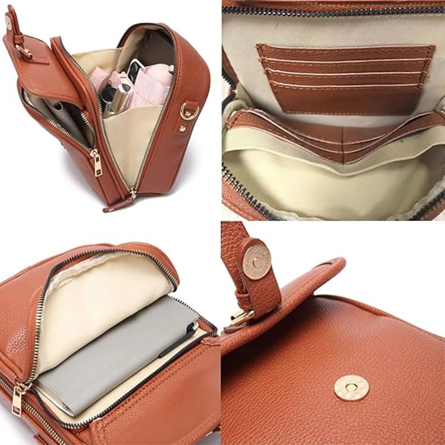 Forcipower Crossbody Bag, Urvashi Crossbody Bag, Vintage Leather Anti Theft Shoulder Bag with 10 Card Slots