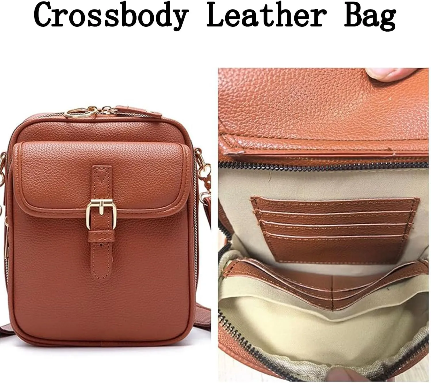 Forcipower Crossbody Bag, Urvashi Crossbody Bag, Vintage Leather Anti Theft Shoulder Bag with 10 Card Slots