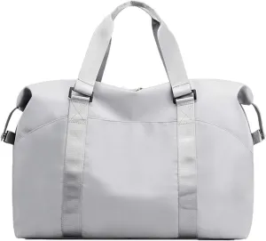 Forestfish Travel Duffel Bags For Women With Trolley Sleeve, Weekender Overnight Carry On Bag Lightwight Waterproof, Grey
