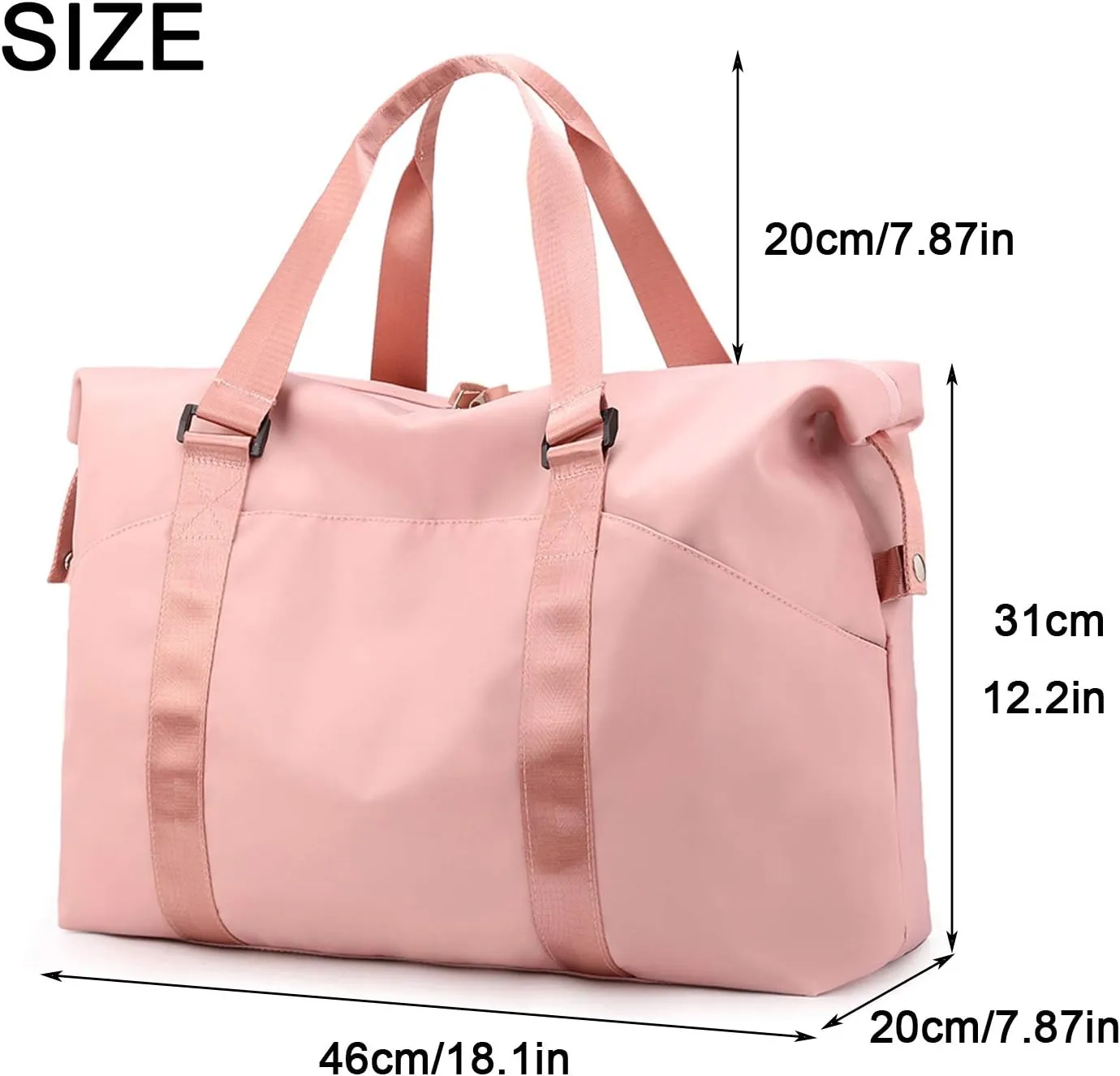Forestfish Travel Duffel Bags For Women With Trolley Sleeve, Weekender Overnight Carry On Bag Lightwight Waterproof, Pink