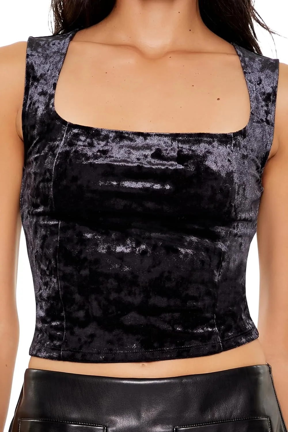 Forever 21 Women's Crushed Velvet Crop Top