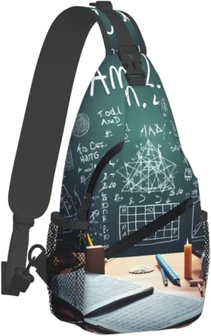 (Formulas Shapes Theory Math Lesson Word) Sling Bag Crossbody Backpack For Men Women Adjustable Chest Daypack For Travel Hiking Gym Casual Shoulder Bag