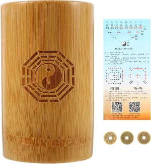 Fortune Telling Chinese Style Divination Pot Set Bamboo Pot and Coins for Meditation and Home Decor