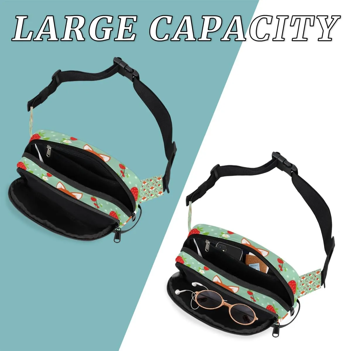 Foxes Garlands Durable Waterproof Fanny Pack with Double Zipper Closure - Organize Your Essentials with Ease - Lightweight and Comfortable for Men and Women