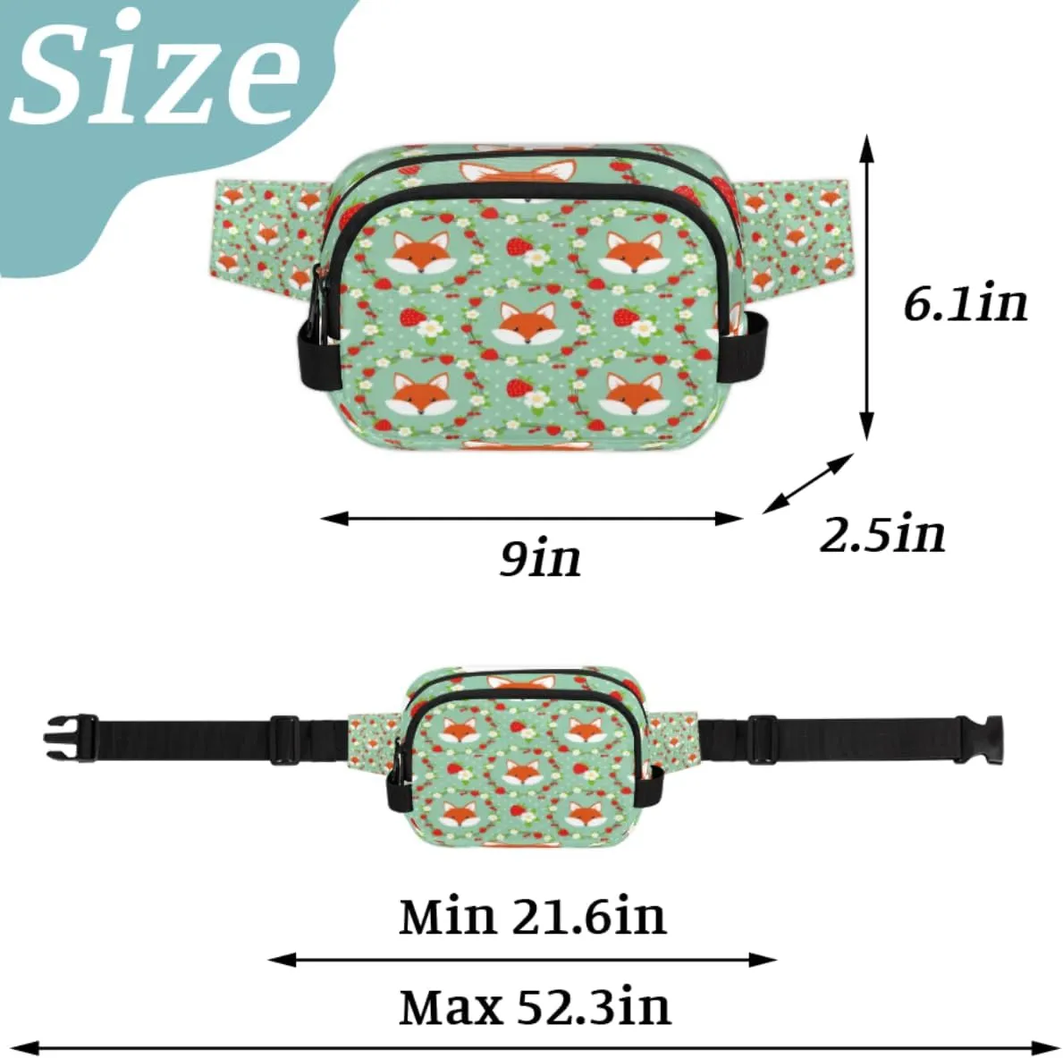 Foxes Garlands Durable Waterproof Fanny Pack with Double Zipper Closure - Organize Your Essentials with Ease - Lightweight and Comfortable for Men and Women