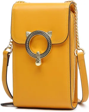 FOXLOVER Cell Phone Crossbody Bags for Women Twist Closure Flap Small Mini Size Vertical Wallet Purse