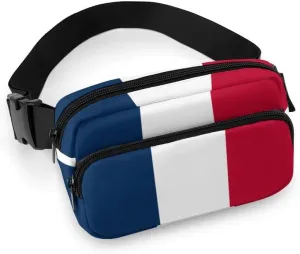France Flag Unisex Mini Belt Bag with Adjustable Strap Small Fanny Pack Crossbody Chest Bag