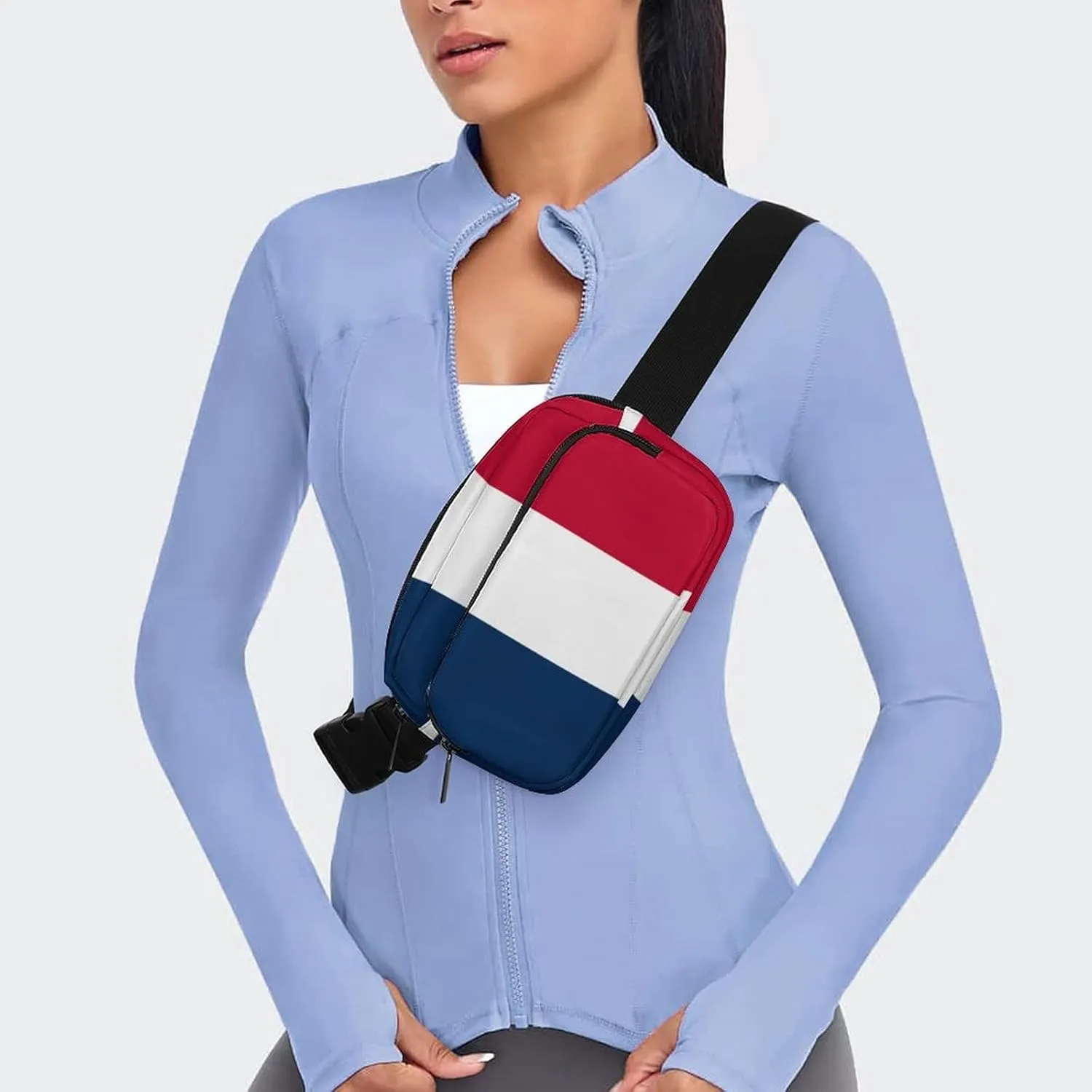 France Flag Unisex Mini Belt Bag with Adjustable Strap Small Fanny Pack Crossbody Chest Bag