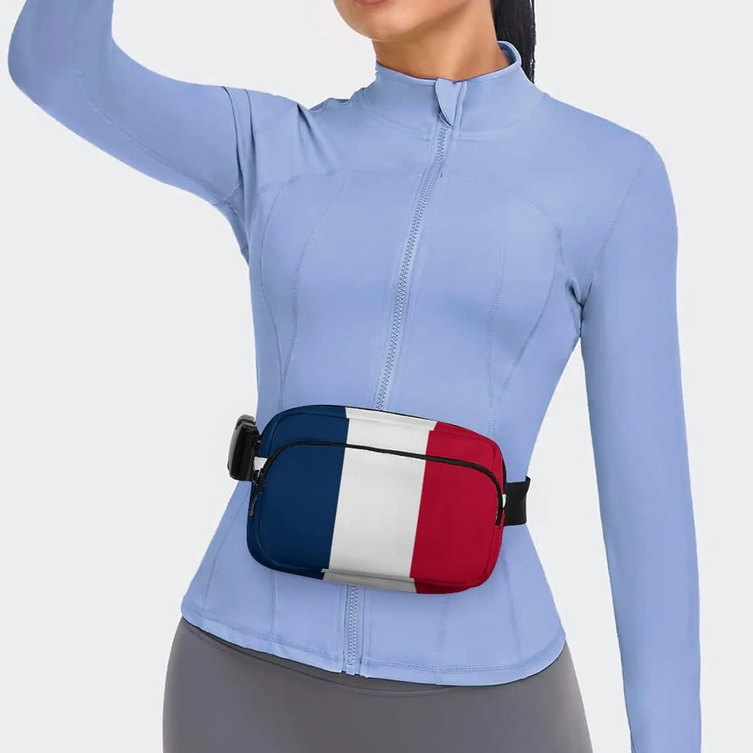 France Flag Unisex Mini Belt Bag with Adjustable Strap Small Fanny Pack Crossbody Chest Bag