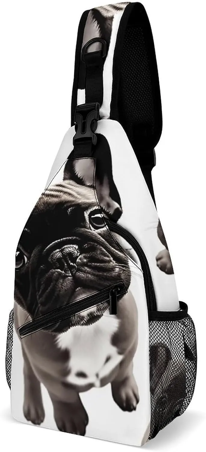 French Bulldog Crossbody Sling Bag for Women Men Sling Backpack Travel Chest Bag Pack Man Purse Shoulder Bags Daypack for Travel Hiking Cycling