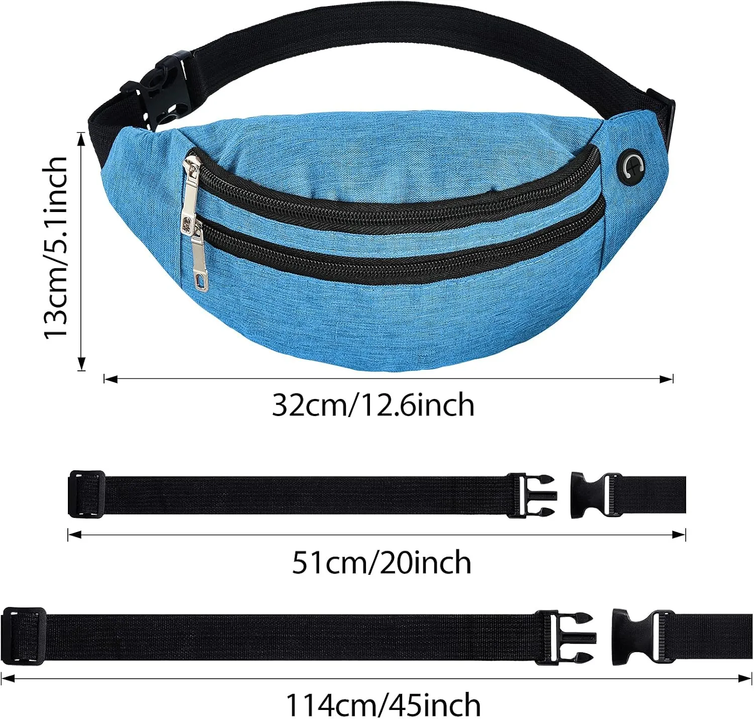 Frienda 6 Pieces Crossbody Fanny Pack Sport Waist Pack Adjustable Waist Pack Travel Waist Bag Waist Pack Bag with Headphone Jack for Men Women Kids Sports Workout Traveling Running Carrying Phones