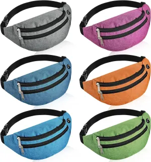 Frienda 6 Pieces Crossbody Fanny Pack Sport Waist Pack Adjustable Waist Pack Travel Waist Bag Waist Pack Bag with Headphone Jack for Men Women Kids Sports Workout Traveling Running Carrying Phones
