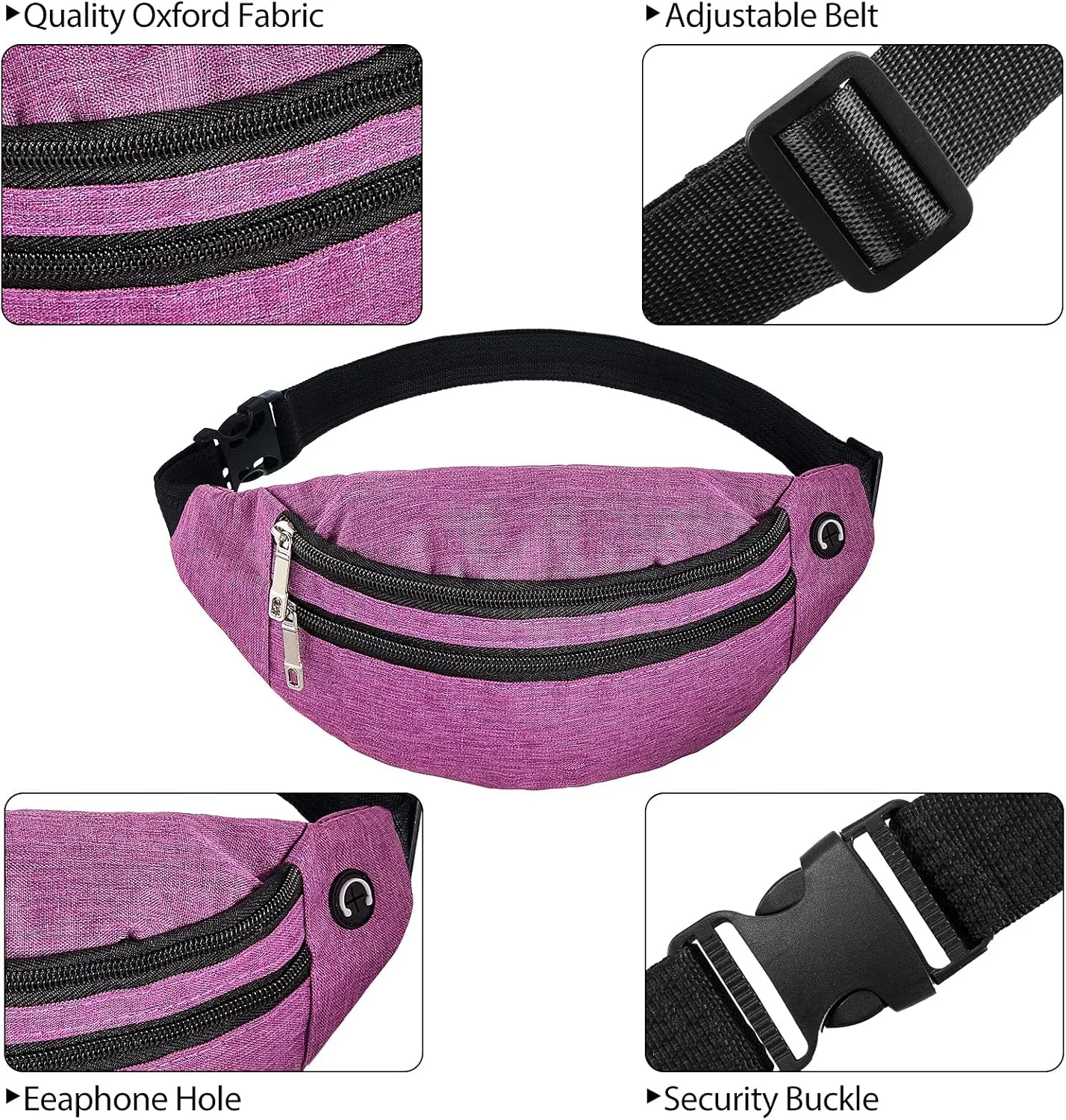 Frienda 6 Pieces Crossbody Fanny Pack Sport Waist Pack Adjustable Waist Pack Travel Waist Bag Waist Pack Bag with Headphone Jack for Men Women Kids Sports Workout Traveling Running Carrying Phones