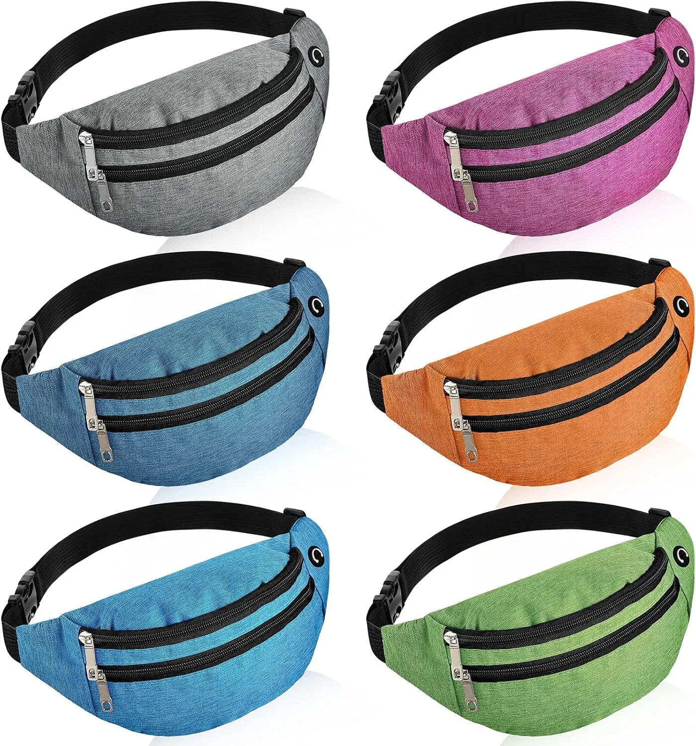 Frienda 6 Pieces Crossbody Fanny Pack Sport Waist Pack Adjustable Waist Pack Travel Waist Bag Waist Pack Bag with Headphone Jack for Men Women Kids Sports Workout Traveling Running Carrying Phones