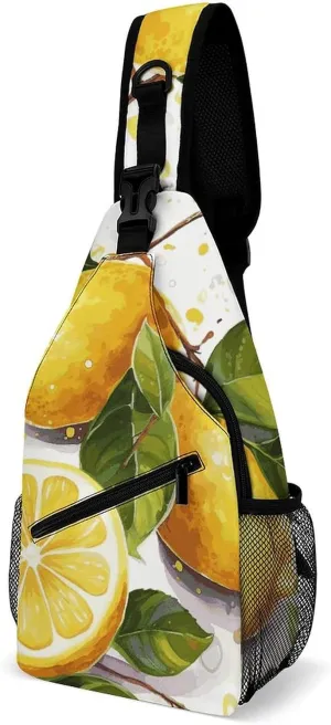 Fruits Lemon Crossbody Sling Bag for Women Men Sling Backpack Travel Chest Bag Pack Man Purse Shoulder Bags Daypack for Travel Hiking Cycling