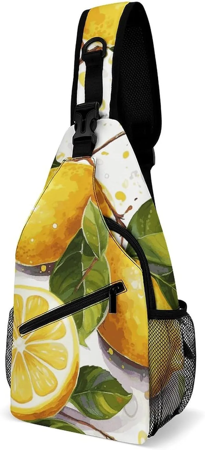 Fruits Lemon Crossbody Sling Bag for Women Men Sling Backpack Travel Chest Bag Pack Man Purse Shoulder Bags Daypack for Travel Hiking Cycling