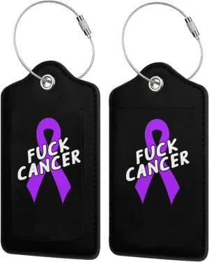 Fuck Pancreatic Cancer Ribbon 2 Leather Luggage Tags for Bags for Men Women7