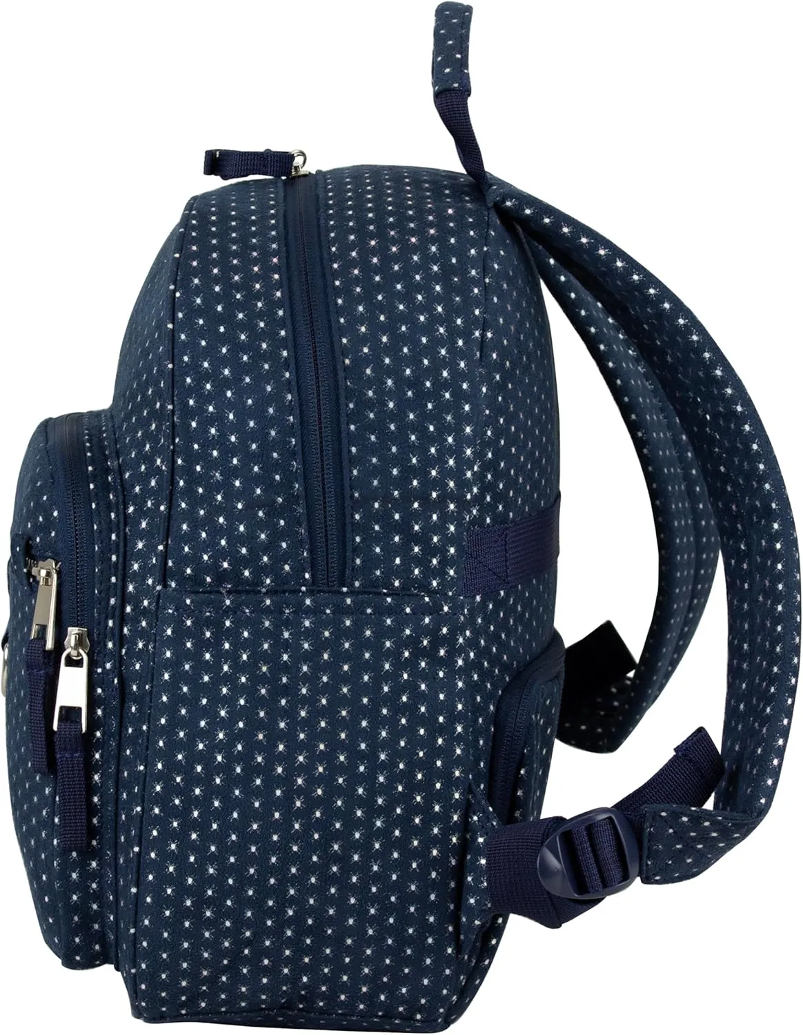 FUEL Womens Small Mini Travel Waterproof Backpack Biking Shopping Daypack Purse Anti Theft Rucksack, Navy Blue Dots