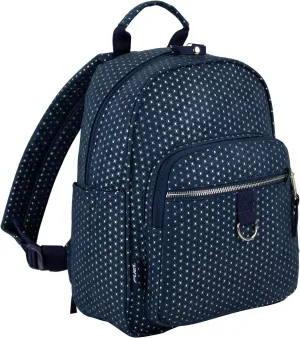 FUEL Womens Small Mini Travel Waterproof Backpack Biking Shopping Daypack Purse Anti Theft Rucksack, Navy Blue Dots