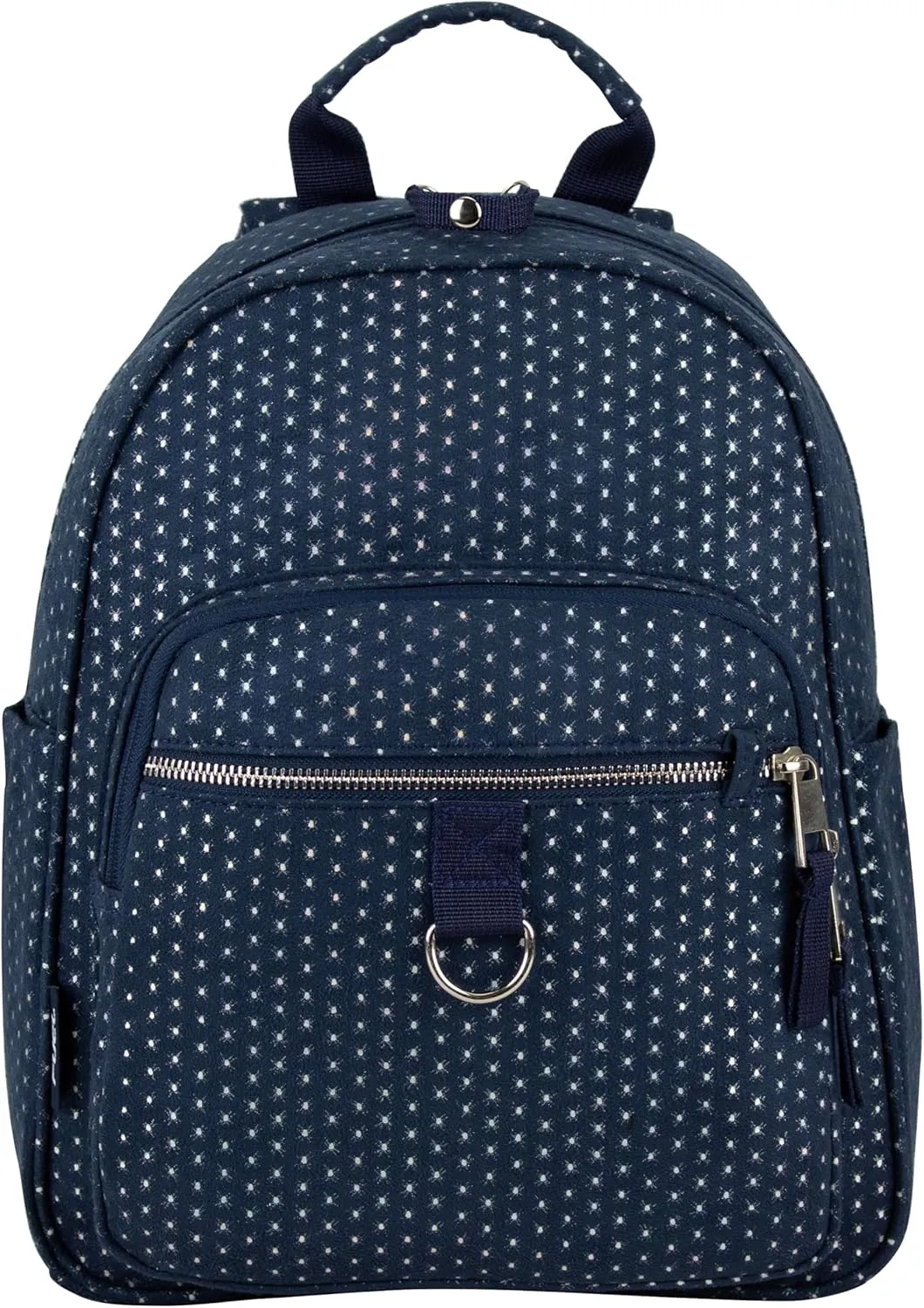 FUEL Womens Small Mini Travel Waterproof Backpack Biking Shopping Daypack Purse Anti Theft Rucksack, Navy Blue Dots