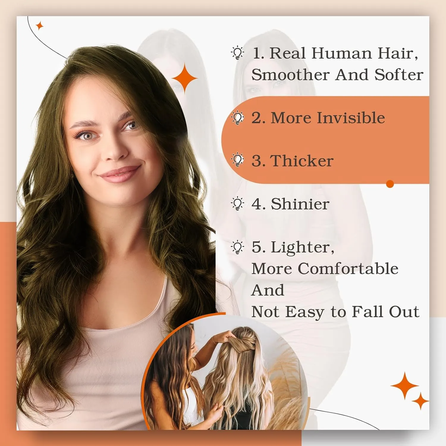 Full Shine Straight Hair Extensions Tape in Color 3 Brown Tape in Hair Extensions Human Hair 20 Inch Long Straight Hair 50Gram Tape ins Human Hair Extension 20Pcs for Wedding Remy Hair Extension
