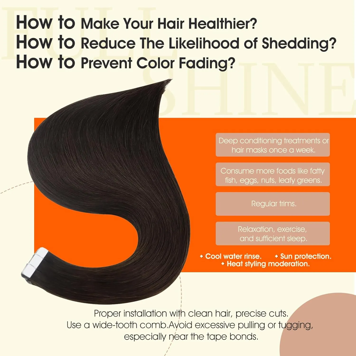Full Shine Tape in Hair Extensions Real Remy Human Hair Invisible Seamless Skin Weft Human Hair Tape in Extensions Color 2 Dark Brown Human Hair Extensions Brazilian Hair 18Inch 50G 20Pcs Add Length