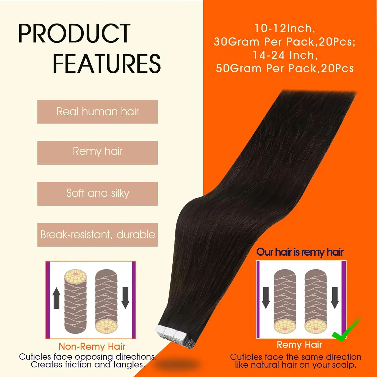 Full Shine Tape in Hair Extensions Real Remy Human Hair Invisible Seamless Skin Weft Human Hair Tape in Extensions Color 2 Dark Brown Human Hair Extensions Brazilian Hair 18Inch 50G 20Pcs Add Length