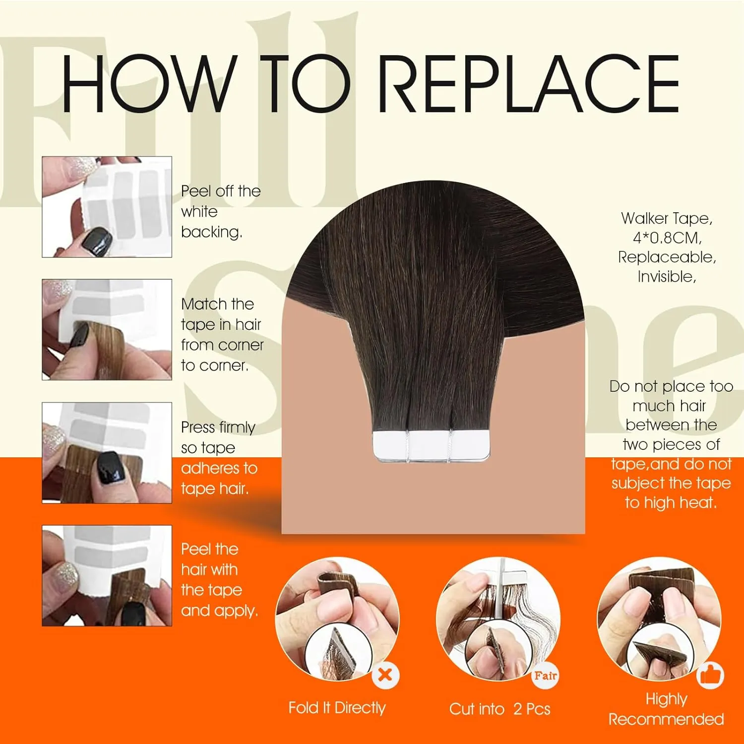 Full Shine Tape in Hair Extensions Real Remy Human Hair Invisible Seamless Skin Weft Human Hair Tape in Extensions Color 2 Dark Brown Human Hair Extensions Brazilian Hair 18Inch 50G 20Pcs Add Length