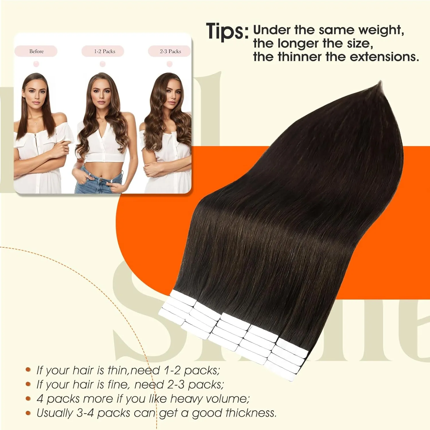 Full Shine Tape in Hair Extensions Real Remy Human Hair Invisible Seamless Skin Weft Human Hair Tape in Extensions Color 2 Dark Brown Human Hair Extensions Brazilian Hair 18Inch 50G 20Pcs Add Length