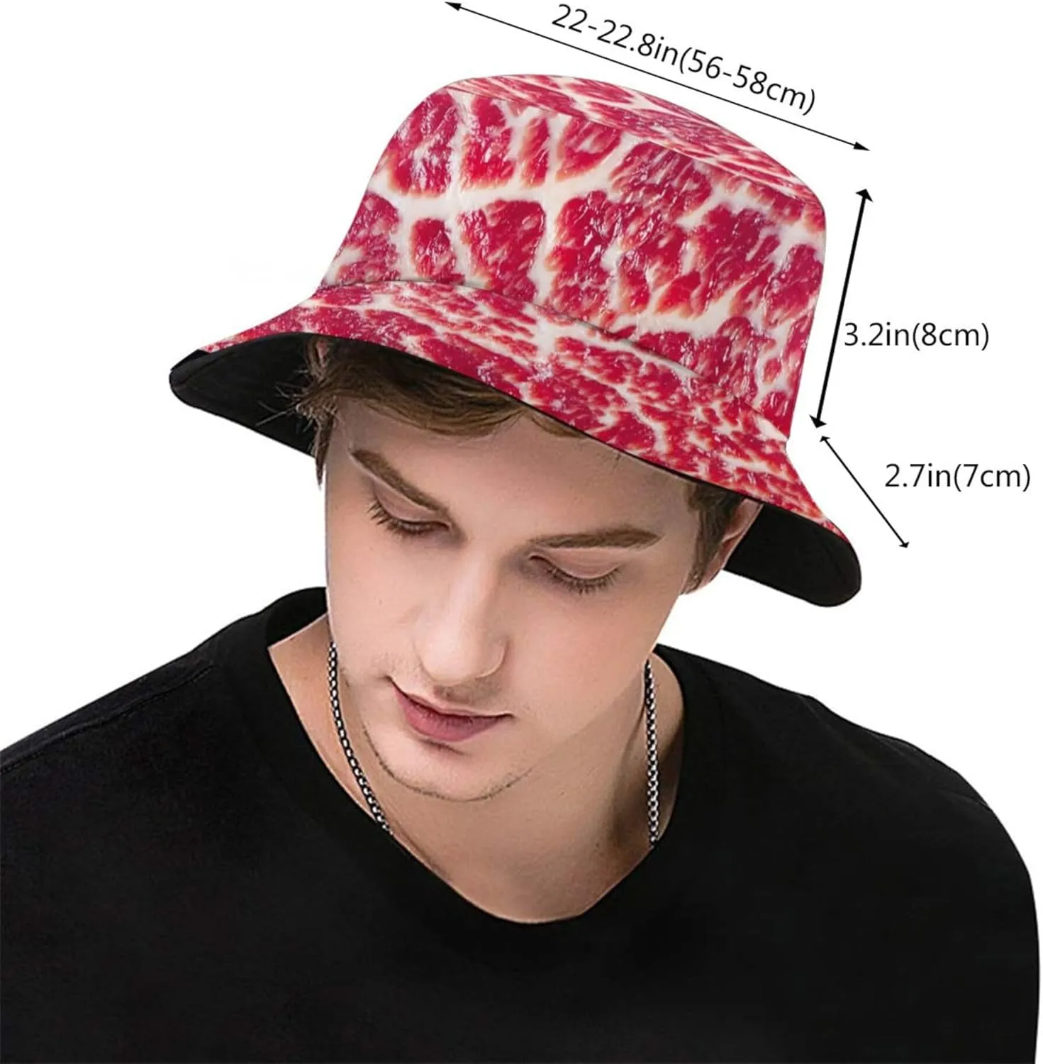 Funny Food Pattern Bucket Hats Outdoor Summer Fisherman Cap Travel Beach Hat Packable Sun Hat for Women Men