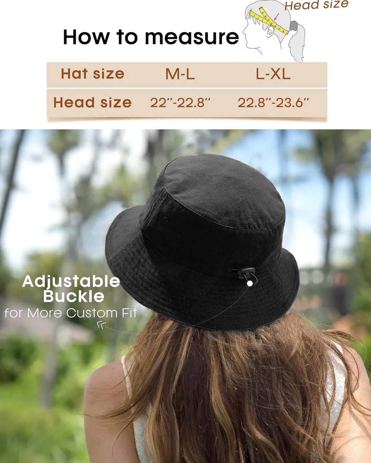 FURTALK Bucket Hats for Women Washed Cotton Packable Summer Beach Sun Hats Bucket Hat with Strings for Travel