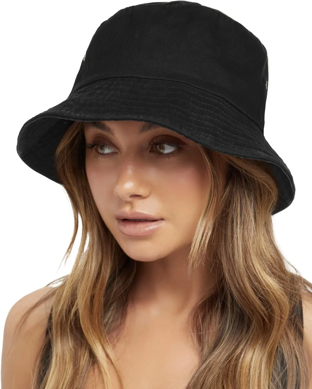 FURTALK Bucket Hats for Women Washed Cotton Packable Summer Beach Sun Hats Bucket Hat with Strings for Travel