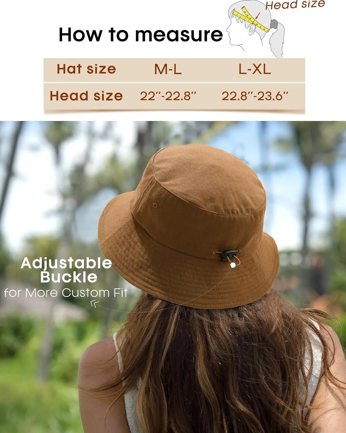 FURTALK Bucket Hats for Women Washed Cotton Packable Summer Beach Sun Hats Bucket Hat with Strings for Travel