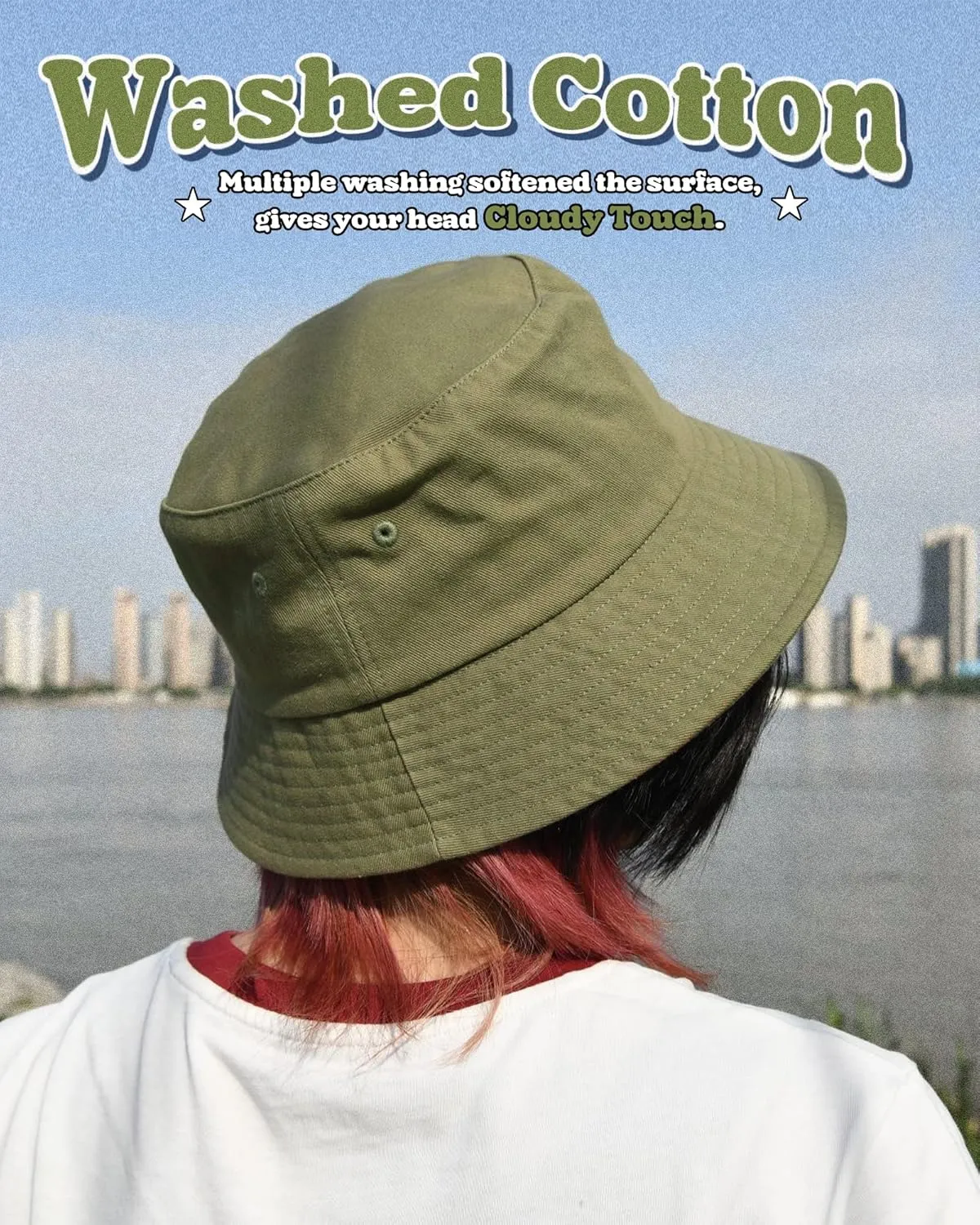 FURTALK Bucket Hats for Women Washed Cotton Packable Summer Beach Sun Hats Bucket Hat with Strings for Travel
