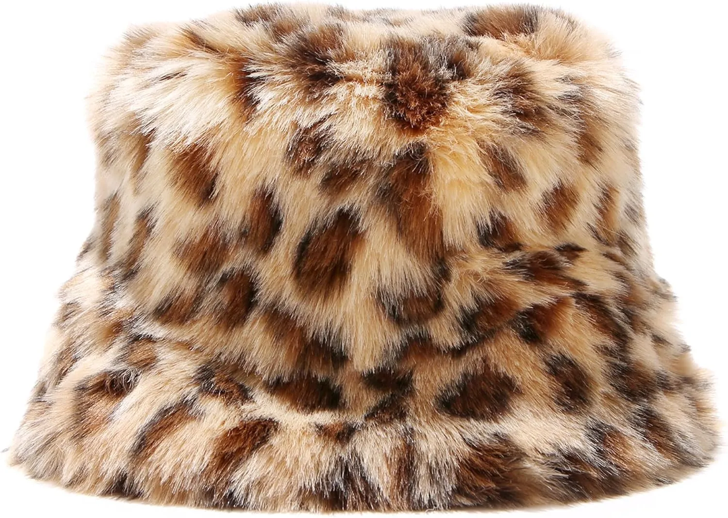 Fuzzy Bucket Hat for Women Winter Fluffy Furry Plush Faux Fur Hats Rainbow Cute Women's Bucket Hats