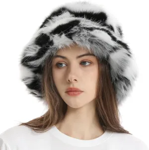 Fuzzy Bucket Hat Y2k Fashion Warm Winter Hat Fluffy Furry Plush Faux Fur Hats Fishing Hat Bucket Hats for Women 2024