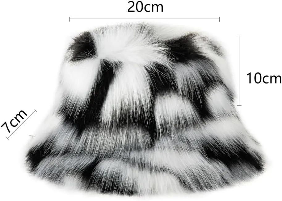 Fuzzy Bucket Hat Y2k Fashion Warm Winter Hat Fluffy Furry Plush Faux Fur Hats Fishing Hat Bucket Hats for Women 2024