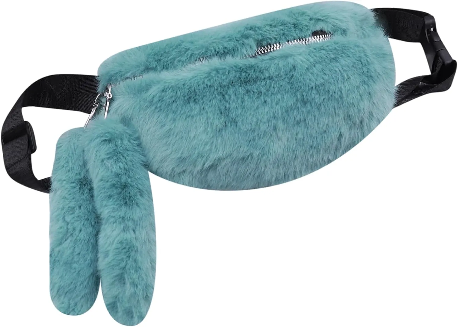 Fuzzy Fanny Pack for Women Faux Fur Belt Bum Bag with Adjustable Strap Waist Pouch Casual Crossbody Purse for Travel