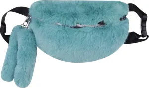 Fuzzy Fanny Pack for Women Faux Fur Belt Bum Bag with Adjustable Strap Waist Pouch Casual Crossbody Purse for Travel
