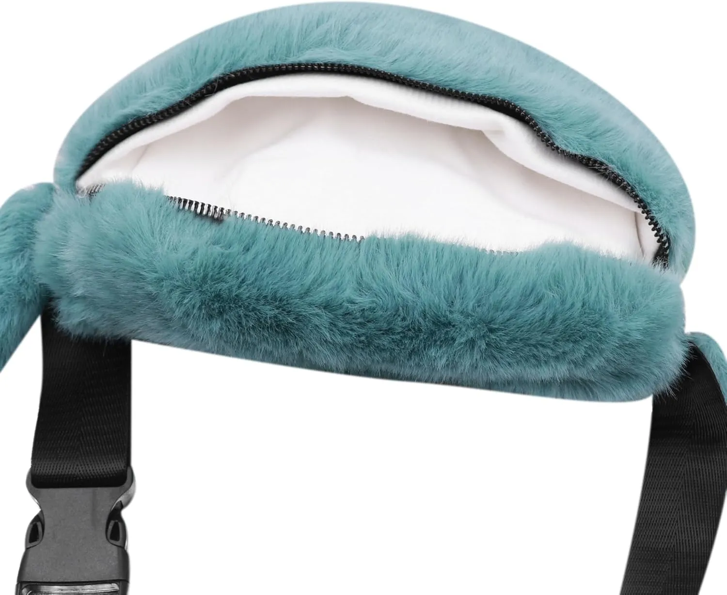 Fuzzy Fanny Pack for Women Faux Fur Belt Bum Bag with Adjustable Strap Waist Pouch Casual Crossbody Purse for Travel